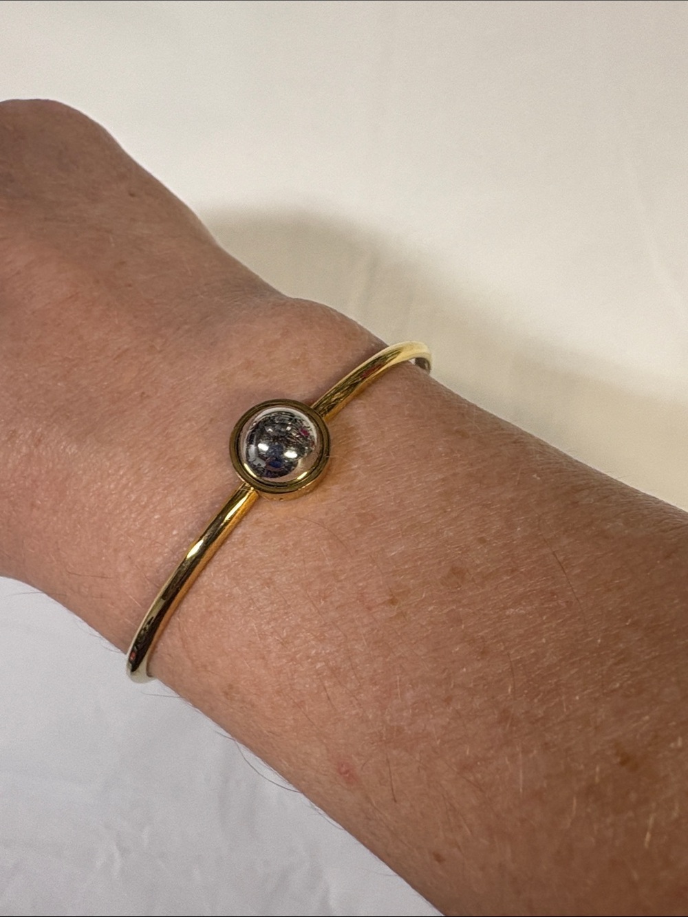 Marc by Marc Jacobs Gold and Silver Pearl Bangle Bracelet with Clasp